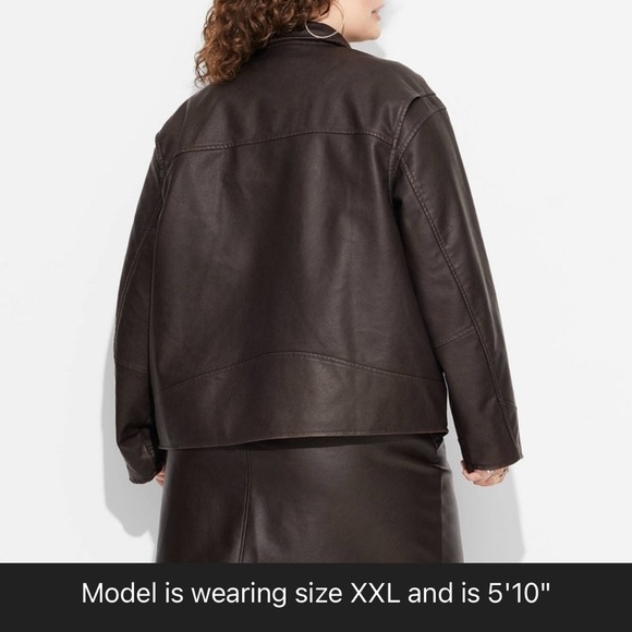 XXL Bomber Jacket Oversized Brown Faux Leather Wild Fable - Picture 3 of 4